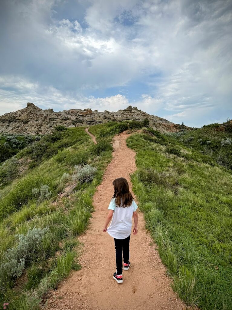 My daughter hiking at Theodore Roosevelt National Park 