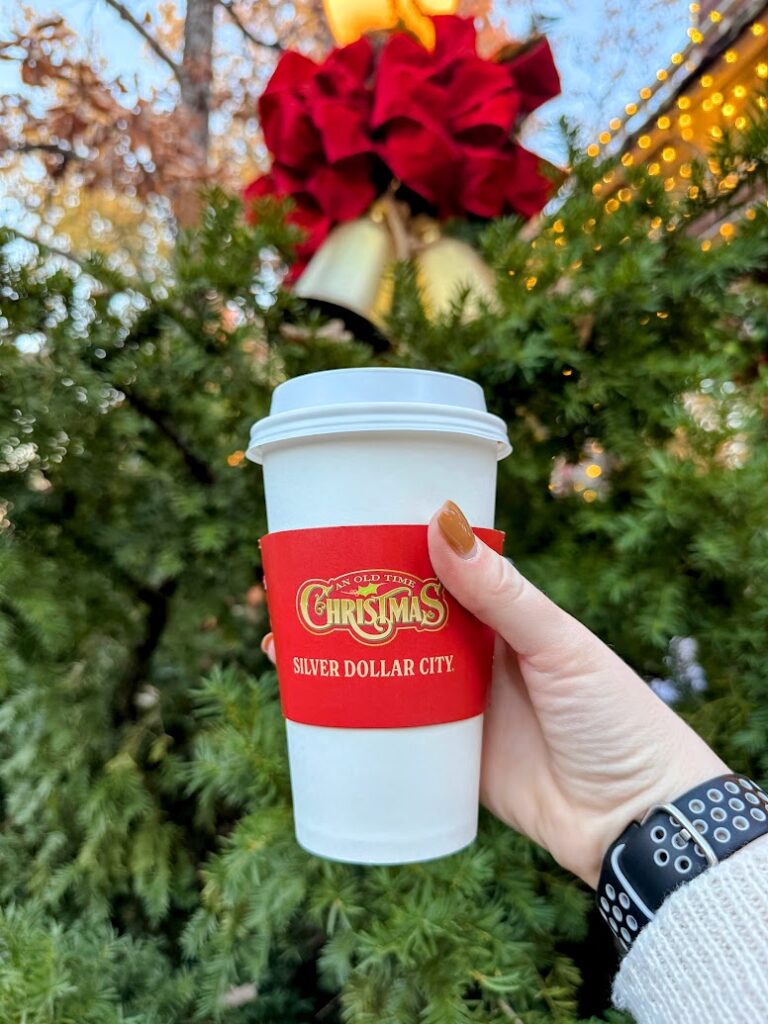 Warm up with festive drinks while enjoying gluten free in Branson at Silver Dollar City during the holiday season.