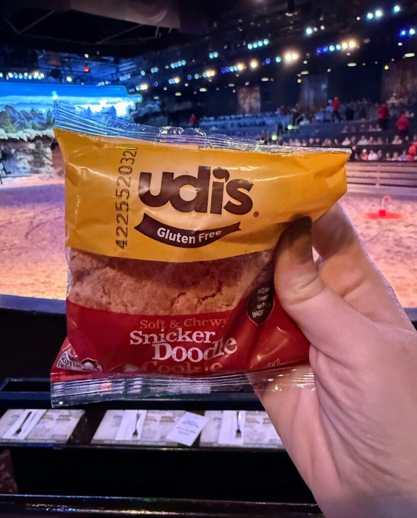Snacks like Udi’s cookies make it easier to enjoy shows and still stick to gluten free in Branson without missing out.