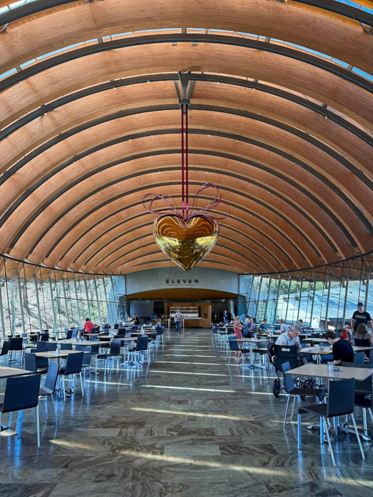 Interior of Eleven Restaurant at Crystal Bridges Museum Bentonville with gluten free dining options